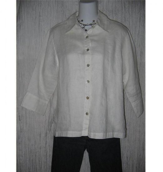 Mercer & Madison White Linen Tunic Top Shirt Medium M