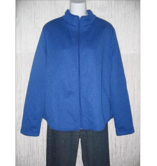 WEEKENDERS Soft Blue Swirl Knit Zipper Jacket L / G