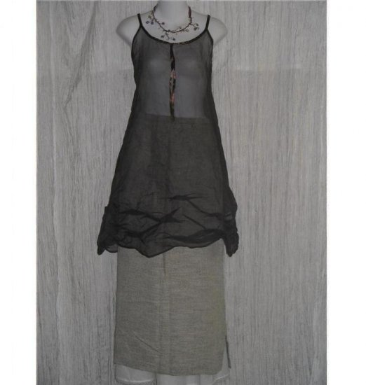 Jan Wilson Stufio Long Earthy Textured FLAX & RAYON Skirt Medium M