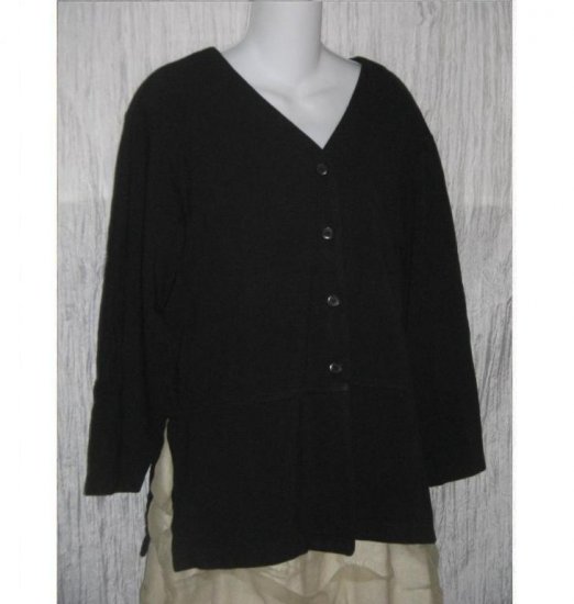 J. JILL Black Skirted Shirt Tunic Top Button Jacket LP