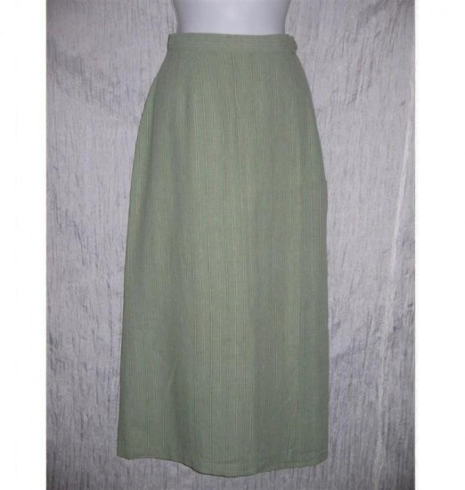 Ivy Long Striped Green Linen & Cotton Wrap Skirt 10 M L