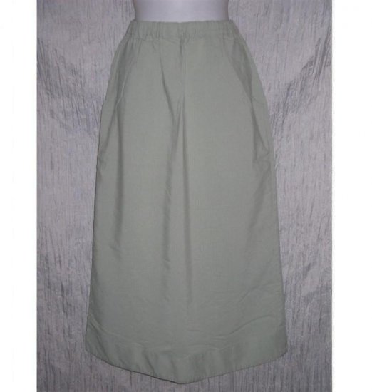 Jeanne Engelhart FLAX Long Green Textured Skirt Small S