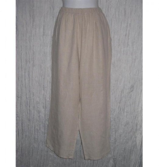 Jeanne Engelhart FLAX Long Natural Linen Pants Large L