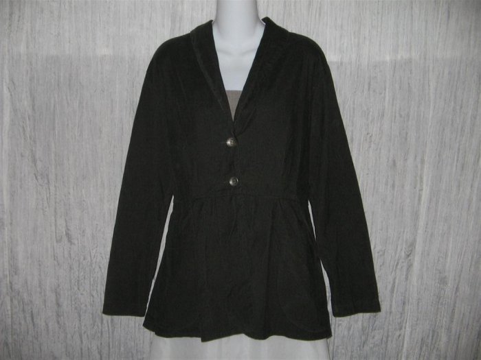 FLAX Shapely Green Corduroy Peplum Jacket Jeanne Engelhart Small S