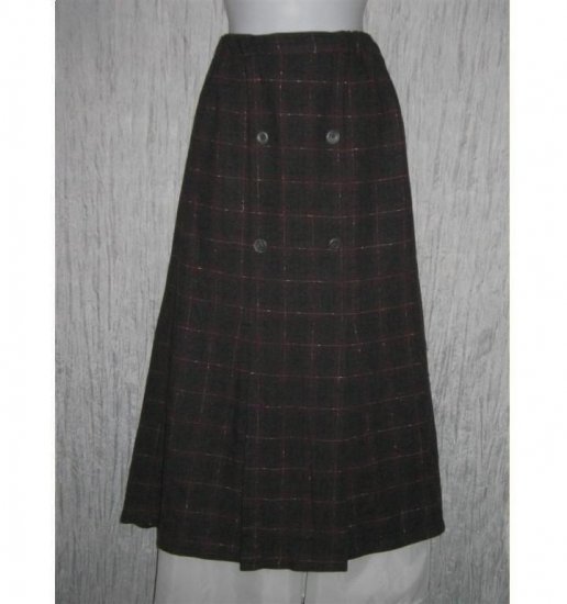 Angelheart Designs Engelhart FLAX Long Pleated Plaid Wool Skirt Small S
