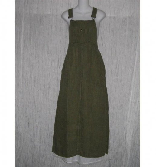 FLAX Adjustable Bark Cloth LINEN Jump Dress Jeanne Engelhart Small S