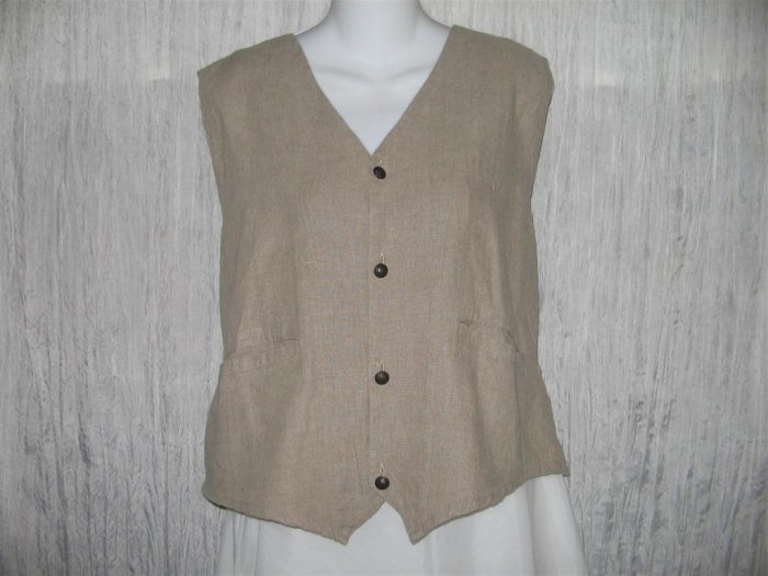 HAYMAKER Jeanne Engelhart FLAX Natural LINEN Vest Medium M