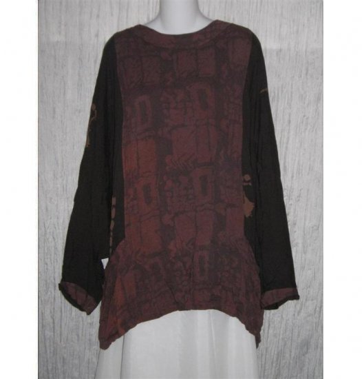 KUSNADI Long Loose Rayon Batik Tunic Top Shirt One Size