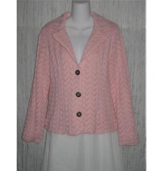 Liz Claiborne Warm Pink Lined Knit Cardigan Sweater Jacket Large L