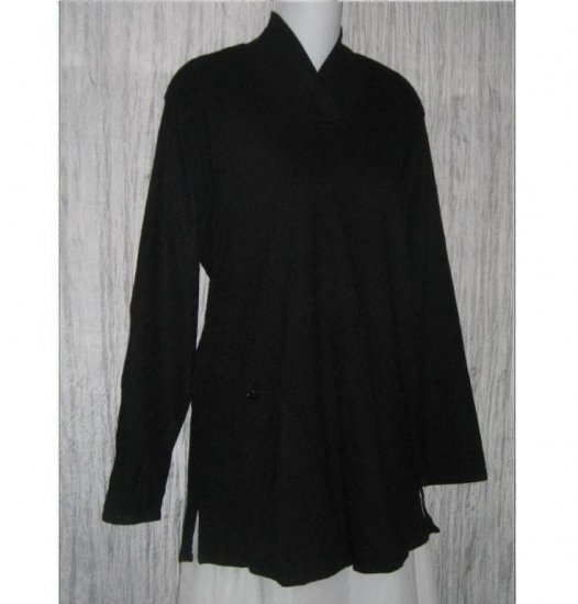 FLAX by Jeanne Engelhart Black Falling Leaves RAVEN SHIRT Tunic Top Small S