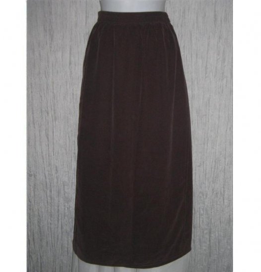 EILEEN FISHER NY Long Chocolate Brown Silk Wrap Skirt Size 1 Small Medium