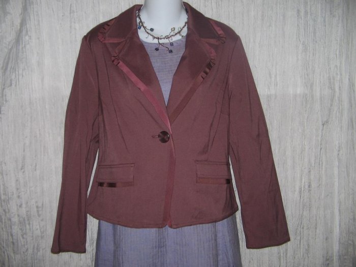 New J. Jill Maroon Shapely Grossgrain Trim Jacket Top 12P 12 Petite