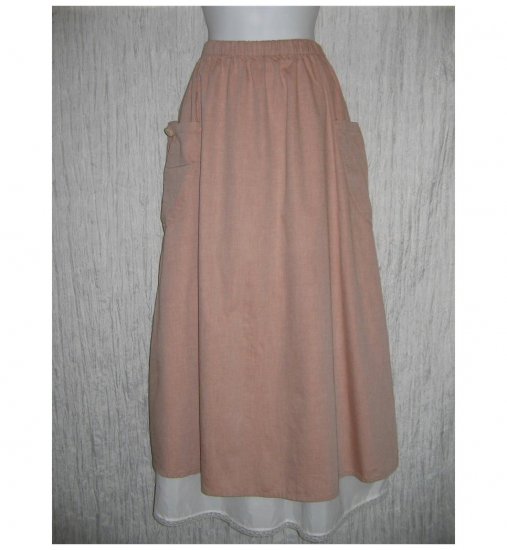 New FLAX Long & Full Soft Cotton Blush Pocket Skirt Jeanne Engelhart Small S