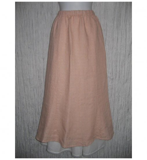 New FLAX Long Pink Textured Linen Tied & True Skirt Jeanne Engelhart Small S