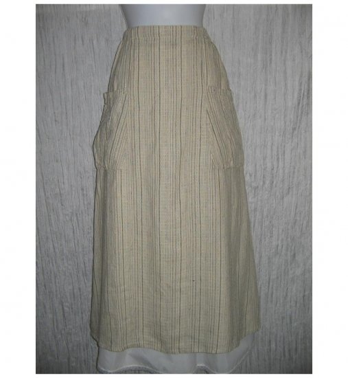 New FLAX Long & Full Earthy Textured LINEN Pocket Skirt Jeanne Engelhart Small S
