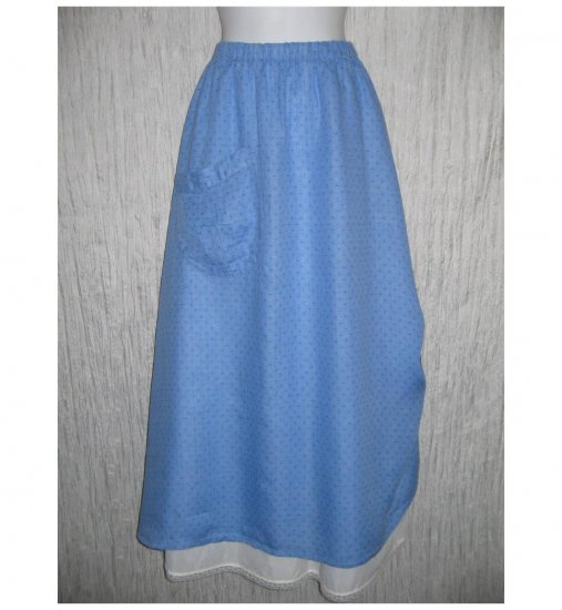 New FLAX Long & Full Blue LINEN Ruched Skirt Jeanne Engelhart Small S