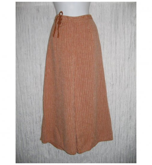 New FLAX Burnt Orange LINEN Wide Leg Tied Gauchos Pants Jeanne Engelhart Small S