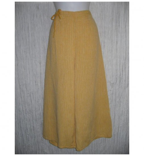 New FLAX Orange LINEN Wide Leg Tied Gauchos Pants Jeanne Engelhart Small S