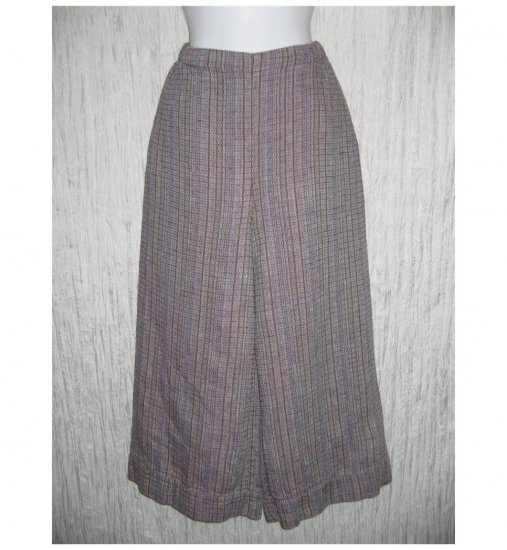 New FLAX Purple Textured LINEN Wide Leg Gauchos Pants Jeanne Engelhart Small S