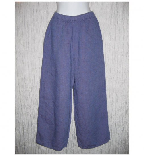 New FLAX Purple Crossweave LINEN Floods Pants Jeanne Engelhart Small S