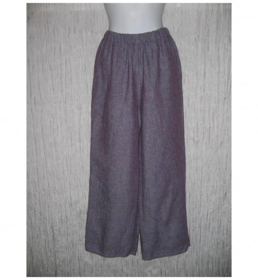 New FLAX Purple Crossweave LINEN Floods Pants Jeanne Engelhart Small S