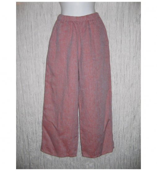 New FLAX Blush Purple Crossweave LINEN Floods Pants Jeanne Engelhart Small S