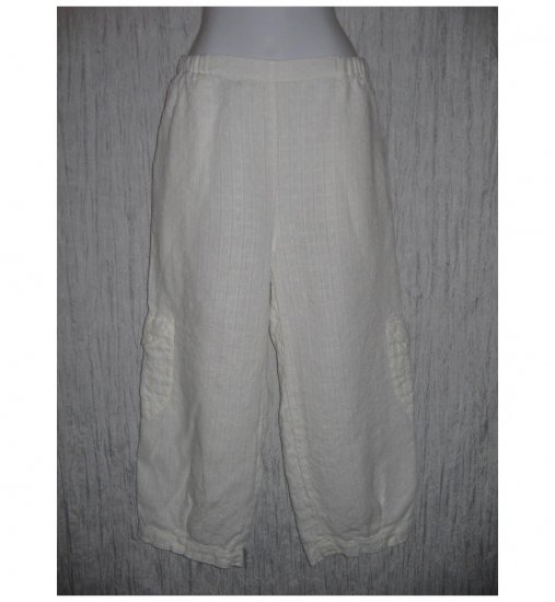 New FLAX White Cropped LINEN Cargo Pants Jeanne Engelhart Small S