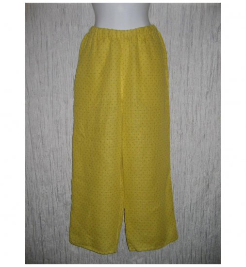 New FLAX Earthy Mustard LINEN Floods Pants Jeanne Engelhart Small S