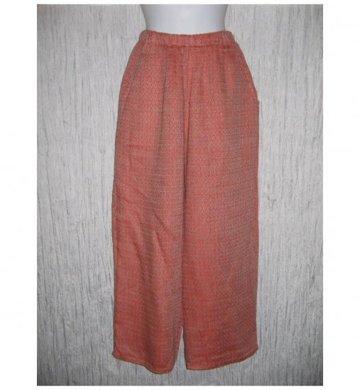 New FLAX Red Mosaic LINEN Floods Pants Jeanne Engelhart Small S