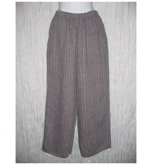 New FLAX Purple Textured LINEN Floods Pants Jeanne Engelhart Small S