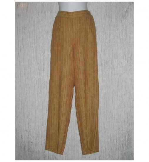 New FLAX Pumpkin Textured Long LINEN Pants Jeanne Engelhart Small S
