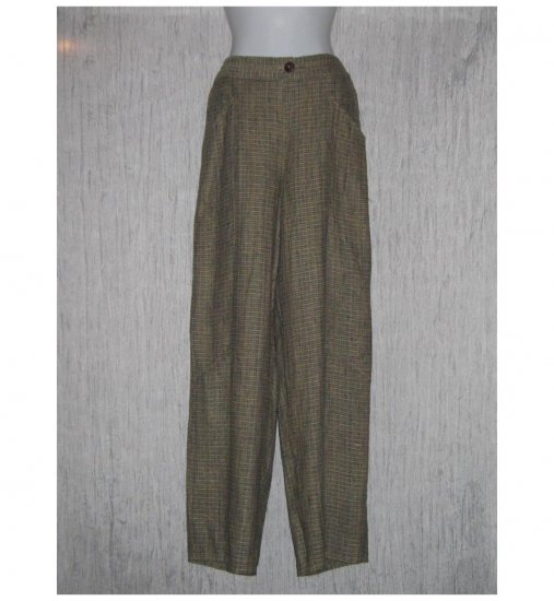 New FLAX Earthy Textured Long LINEN Pants Jeanne Engelhart Small S
