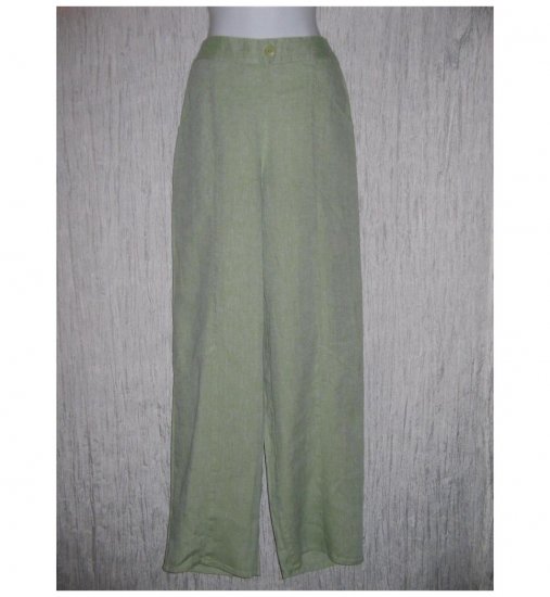 New FLAX Gray Green Long LINEN Pants Jeanne Engelhart Small S