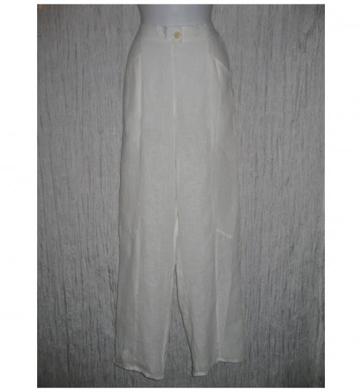 New FLAX White Long LINEN Pants Jeanne Engelhart Small S