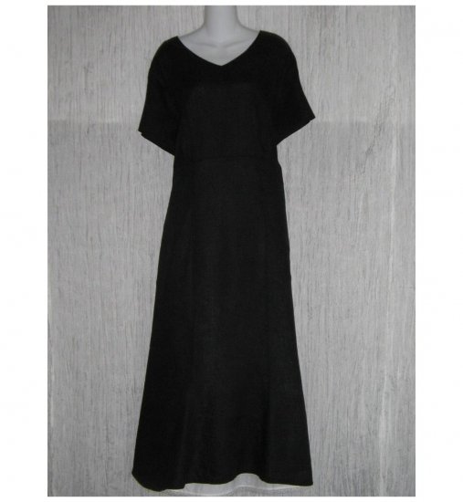 New FLAX Shapely Black Linen Dress Jeanne Engelhart 1 Generous 1G