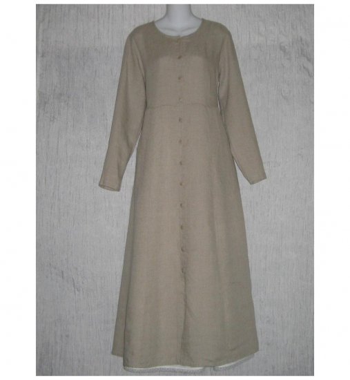 New Flax Shapely Natural LINEN Duster Dress Jacket Jeanne Engelhart Small S