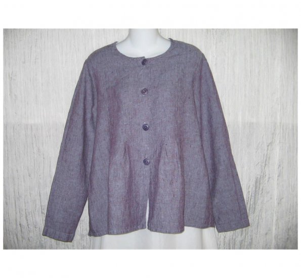 New FLAX Rich Purple LINEN Shapely Jacket Top Jeanne Engelhart Small S