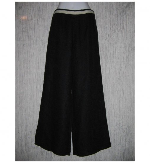 New FLAX Black Long LINEN Pants Jeanne Engelhart Small S