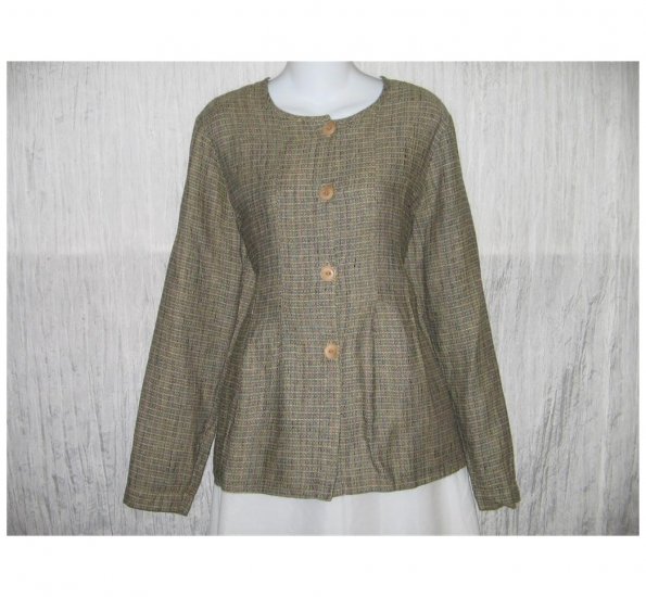 New FLAX Textured LINEN Shapely Jacket Top Jeanne Engelhart Small S
