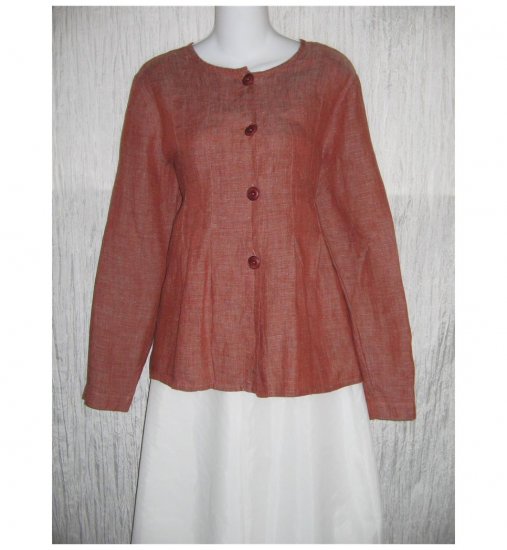 New FLAX Terracotta LINEN Shapely Jacket Top Jeanne Engelhart Small S