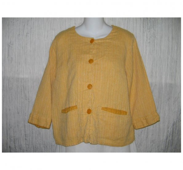New FLAX Boxy Yellow LINEN Jacket Top Jeanne Engelhart Small S