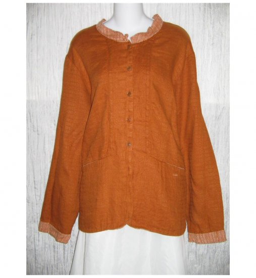 New FLAX Boxy Burnt Orange LINEN Jacket Top Jeanne Engelhart 1G