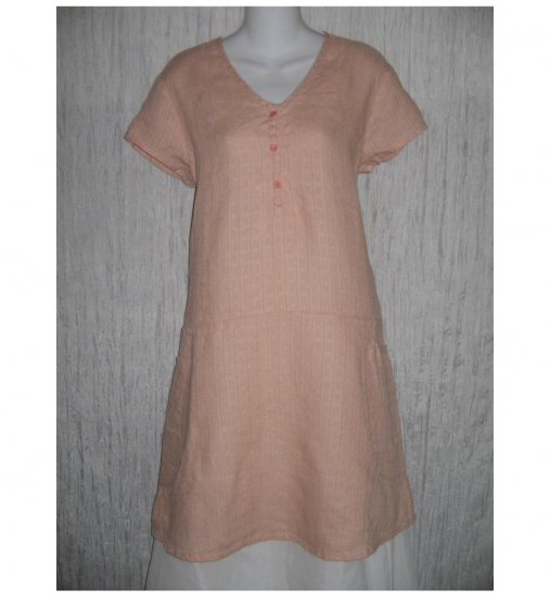 New Flax Soft Pink LINEN Tunic Dress Jeanne Engelhart Small S