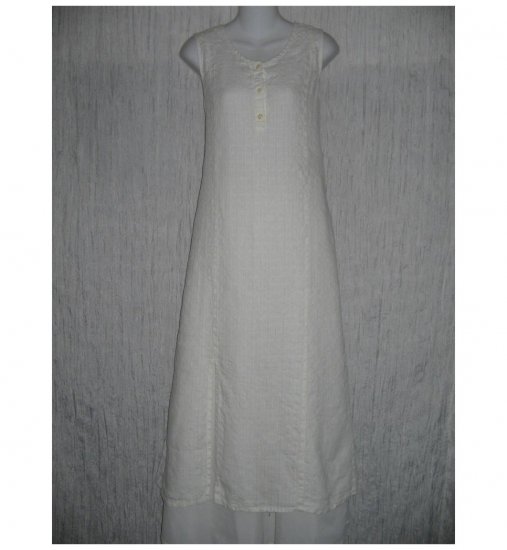 New Flax Soft White LINEN Slip Dress Jeanne Engelhart Small S