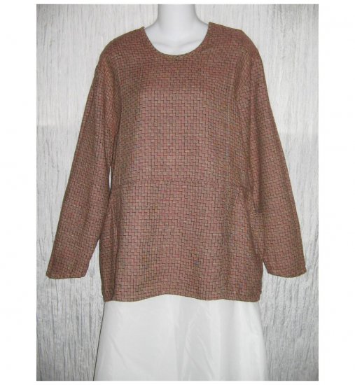 New Jeanne Engelhart Flax Red LINEN Tunic Top Shirt Small S
