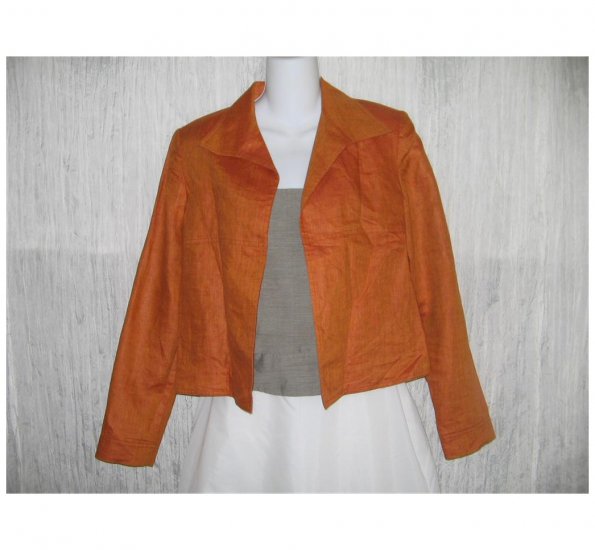 Company Ellen Tracy Orange Linen Open Front Tunic Jacket 6