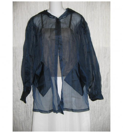 Celia Tejada Blue Shear Open Front Hooded Jacket One Size OS