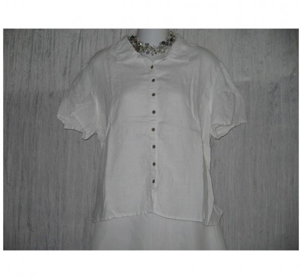 J. Jill White Linen Button Shirt Tunic Top Large L