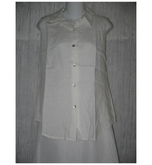 Richard Malcolm White Linen Button Shirt Tunic Top Large L