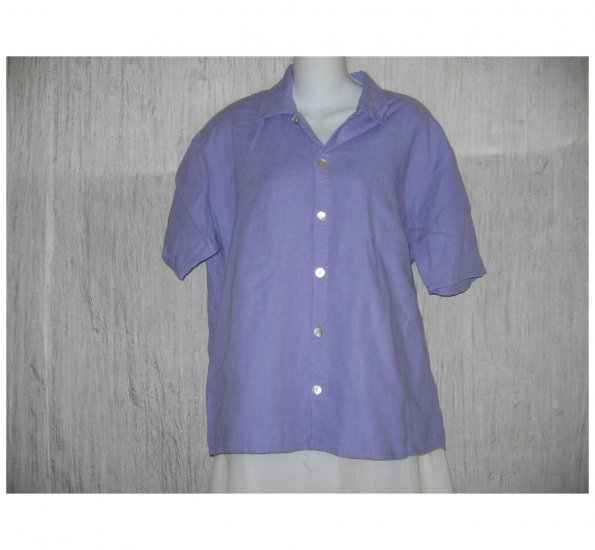 FLAX Purple Linen Button Shirt Tunic Top Jeanne Engelhart Petite P